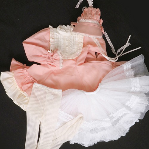 (Pre-Order) [SDG]Frill bonnet dress set(Salmon pink)