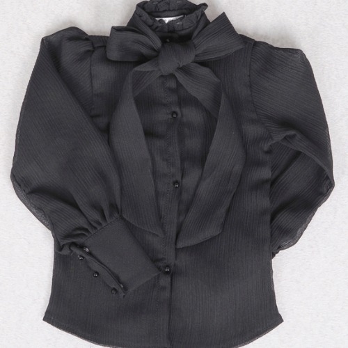 (Pre-order) [SDB]Puff sleeve see-through blouse(Black)
