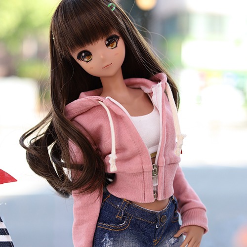 SD13 GIRL &amp; Smart Doll Pigment Crop Zip­up Hooded T - Pink