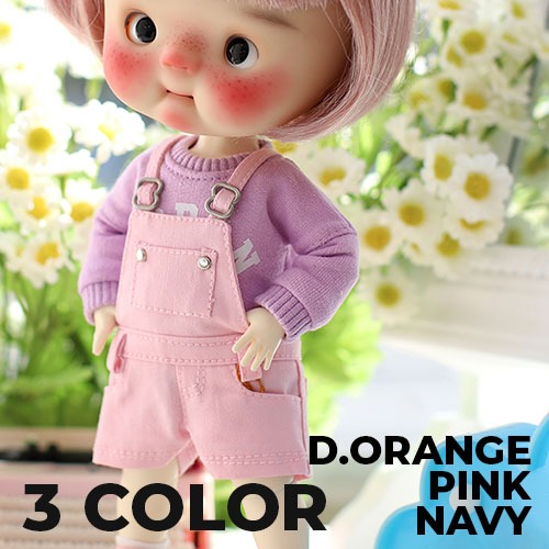 Qbaby .YUYUDOLL Washing Cotton Short Overalls - Pink,D.orange,Navy