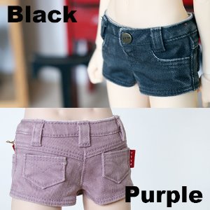 MSD Washing Cotton Hot Pants - Black &amp; Purple