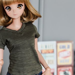 SD13 Girl &amp; Smart Doll Vneck Basic T shirt - Khaki