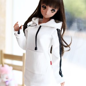 SD13 Girl &amp; Smart Doll Three-Line Hooded One-piece - White
