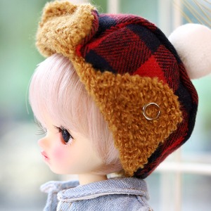 16CM Checked winter hat - Red