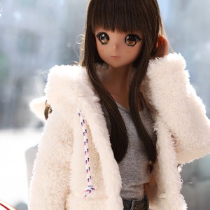 SD13 GIRL&amp;Smart Doll Bear hooded fur jacket - White