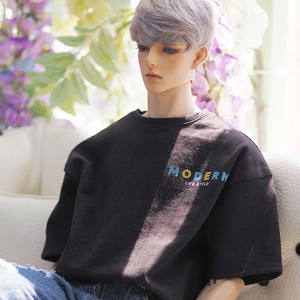 (Pre-Order) [ID75]Color over fit short sleeve T-shirt(Black)