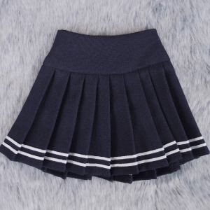 [SDG]Two-line pleated skirt(Navy)
