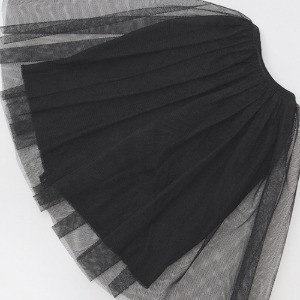 [SDG]Stiff mesh long skirt(Black)