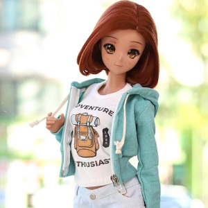 SD13 GIRL &amp; Smart Doll Pigment Crop Zip­up Hooded T - Mint