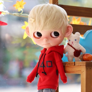 Blythe Coloring Shapes Hooded T - Red