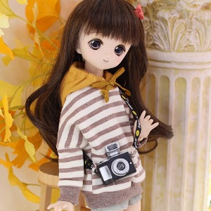 MSD &amp; MDD Stripe coloration Hooded T - Brown