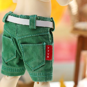 Little Washing Baggy Cotton Short Pants - Green