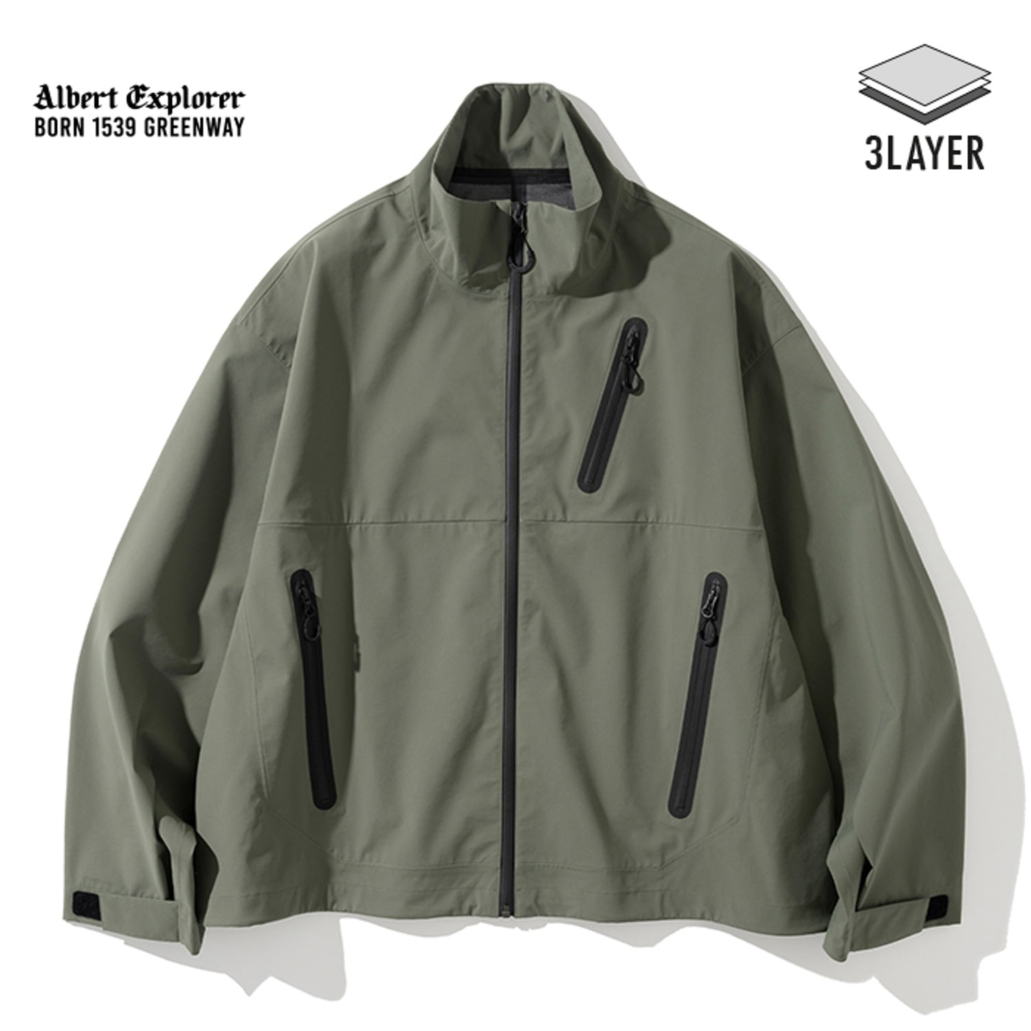 Uniform Bridge 3layer zip training jacket sage green