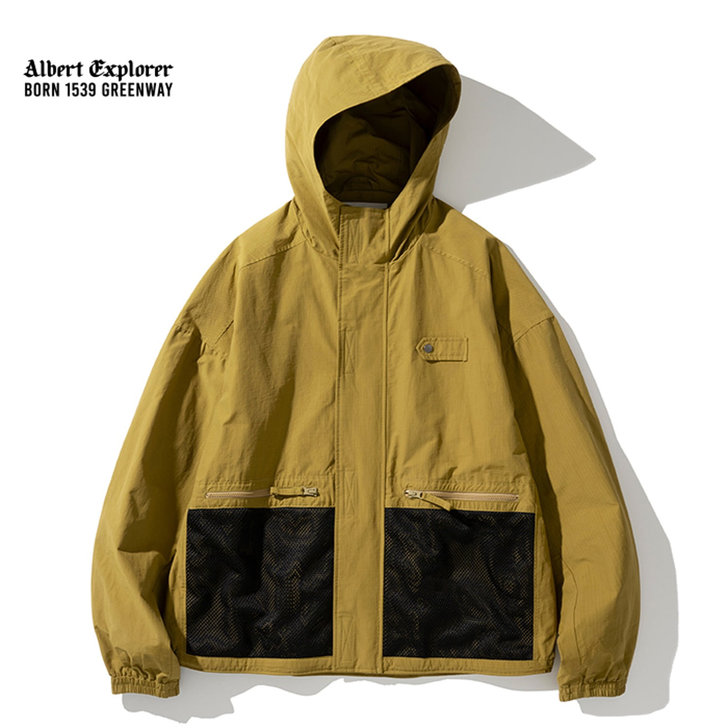 Uniform Bridge 24ss utility hood jacket mustard