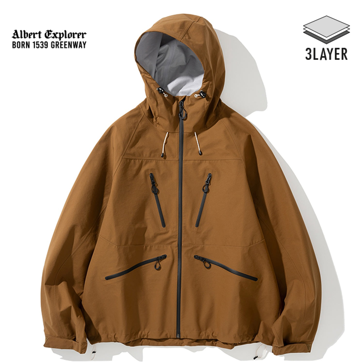 Uniform Bridge 3layer wp hood jacket brown