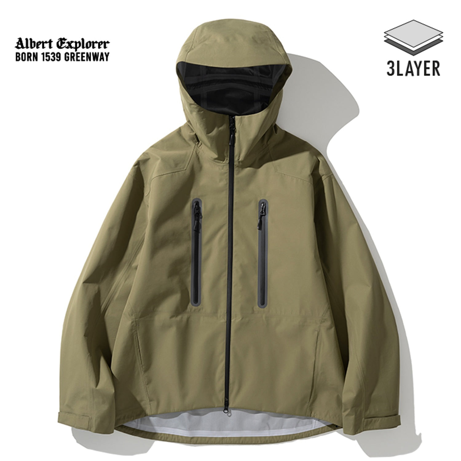 Uniform Bridge 3layer light hood jacket olive