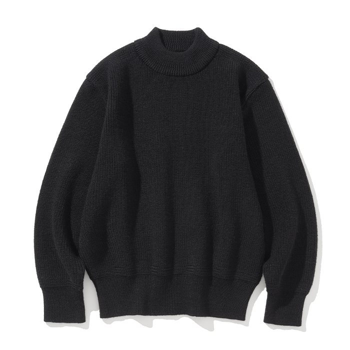 Uniform Bridge fisherman wool crew neck knit black