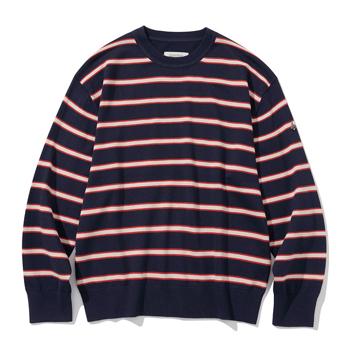 Uniform Bridge stripe crew neck knit navy