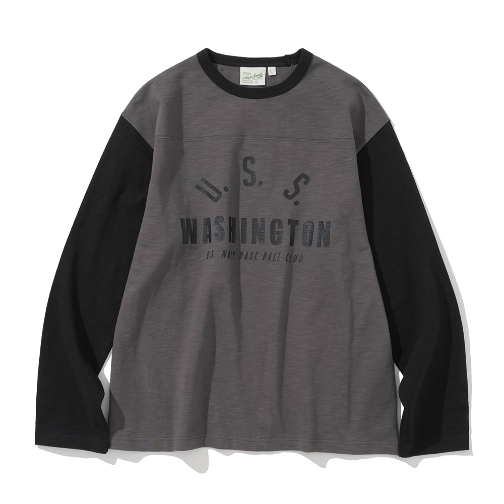 baseball two tone l/s tee charcoal