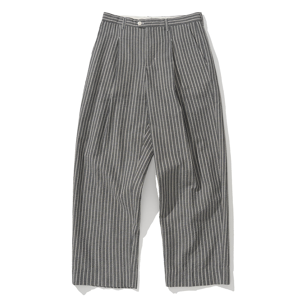 Uniform Bridge seersucker stripe pants black