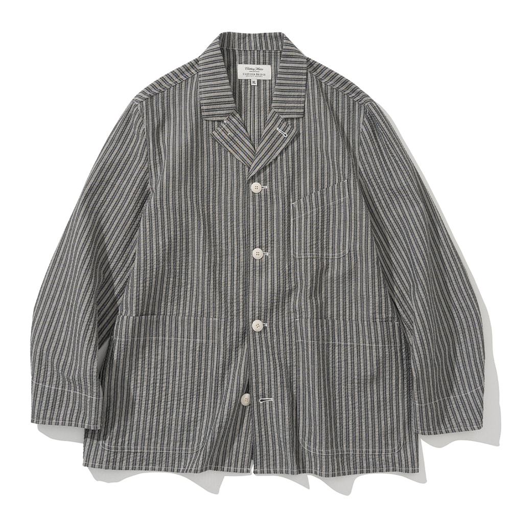 Uniform Bridge seersucker stripe coverall jacket black