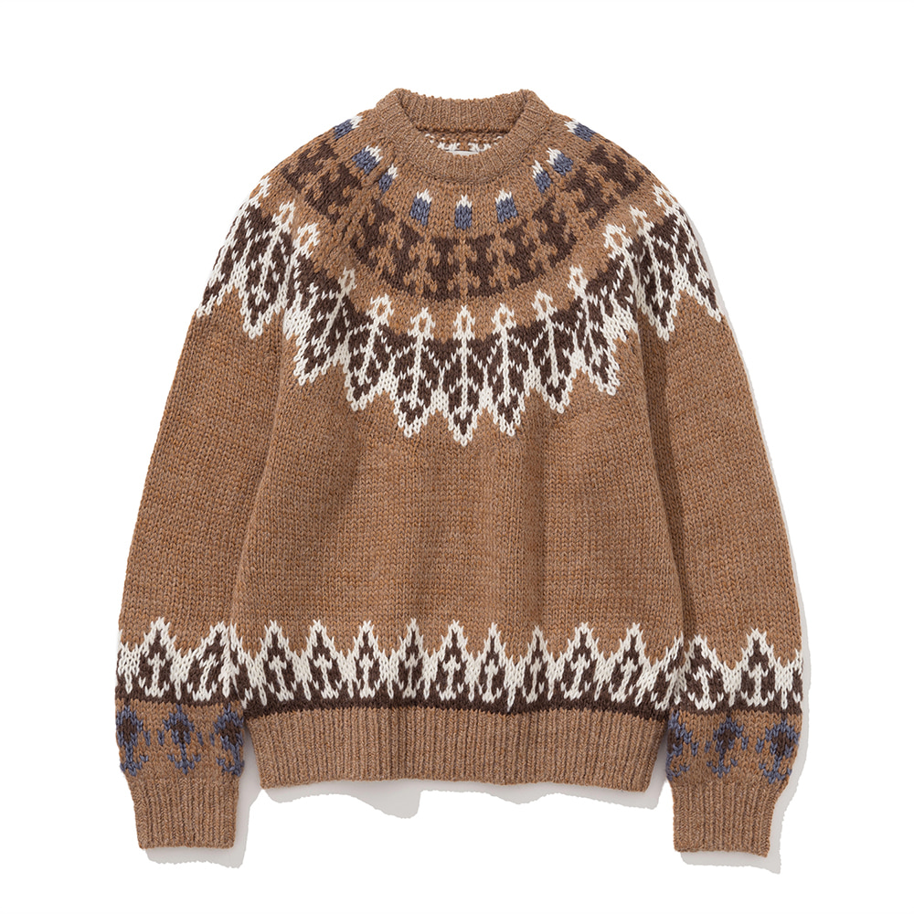 Uniform Bridge nordic crew neck knit camel