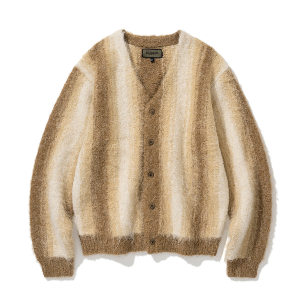 Uniform Bridge mohair stripe cardigan beige
