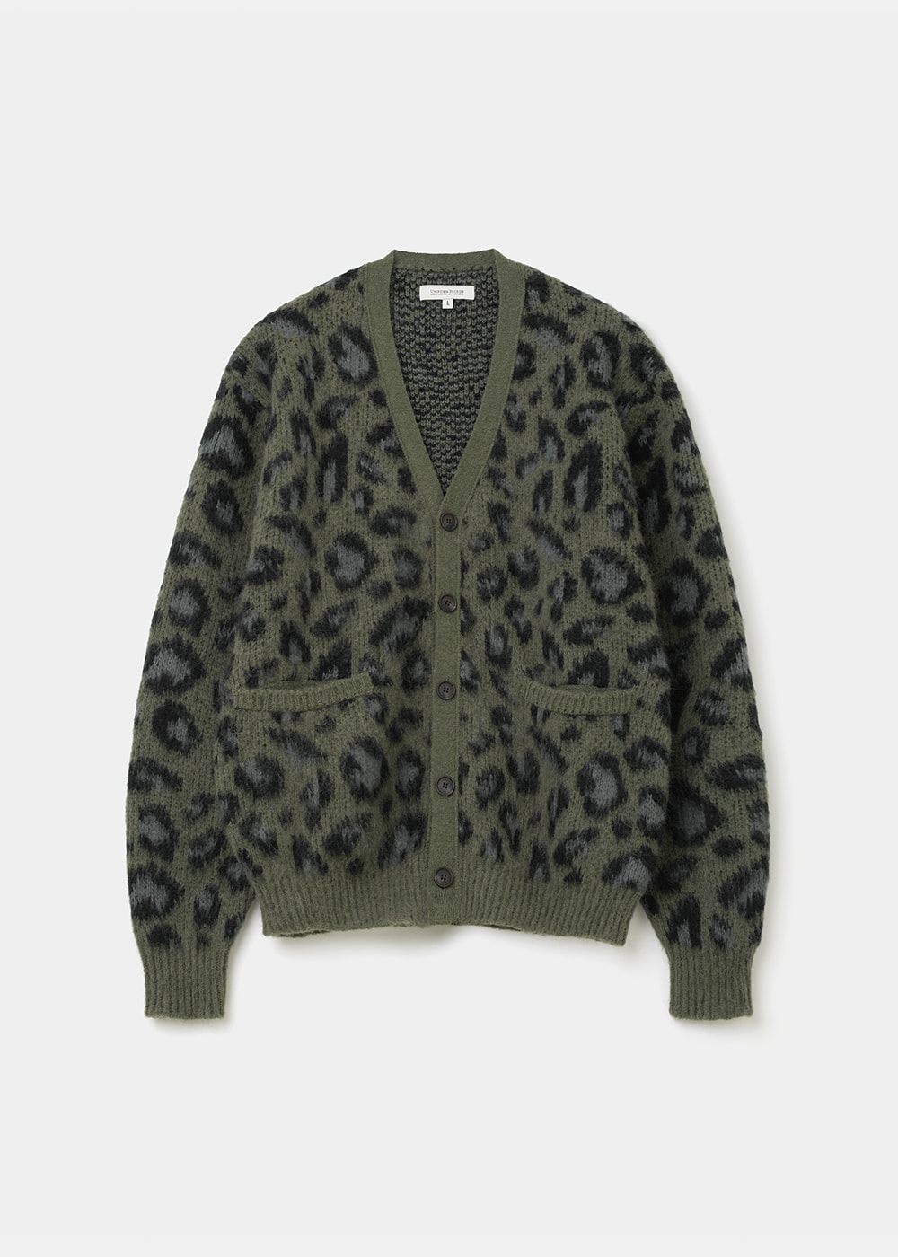 Uniform Bridge leopard v-neck cardigan olive