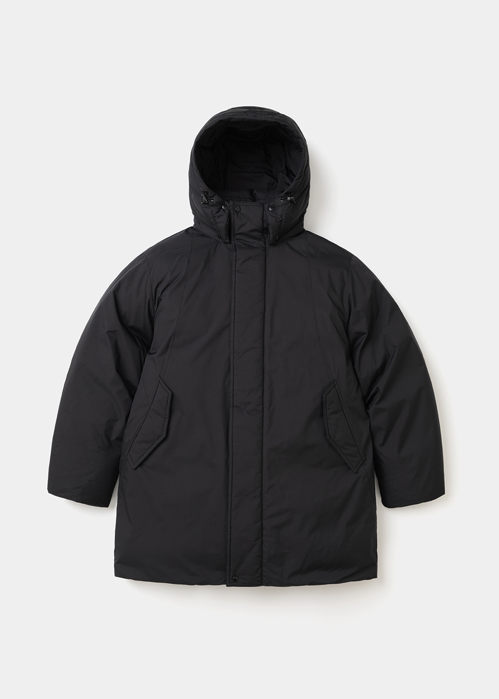 Uniform Bridge minimal hooded goose down parka black