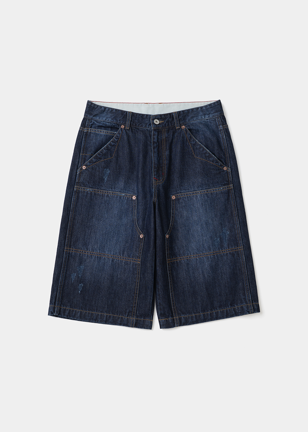Uniform Bridge double knee denim shorts dark indigo