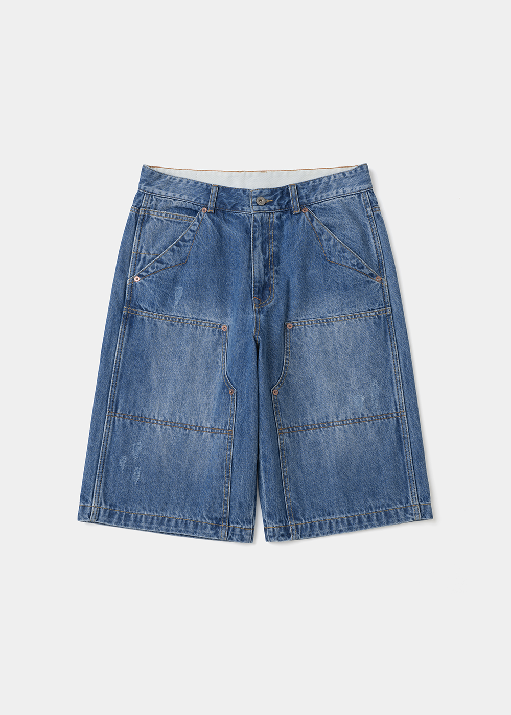 Uniform Bridge double knee denim shorts indigo