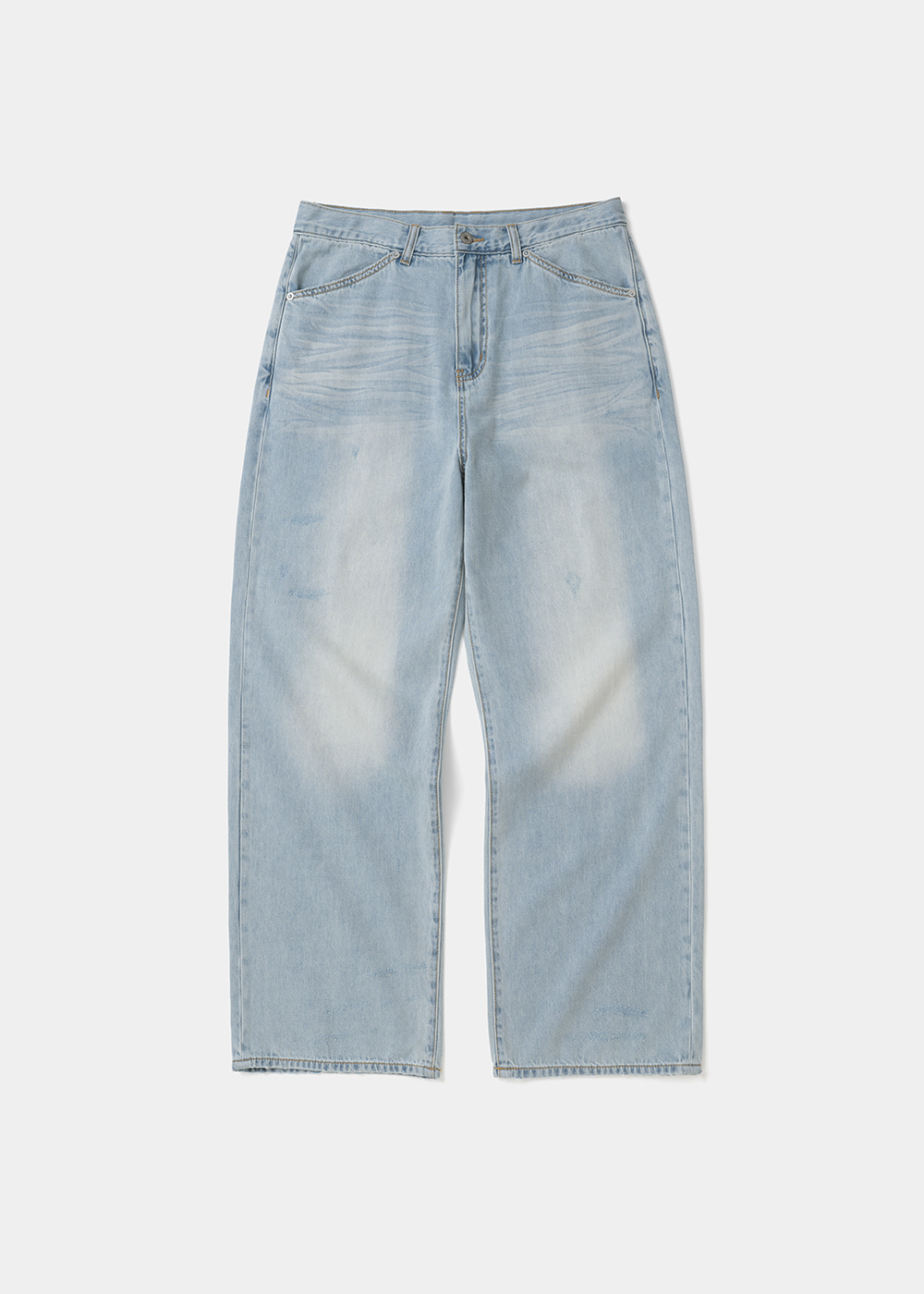 Uniform Bridge engineered washed denim pants 9oz light indigo
