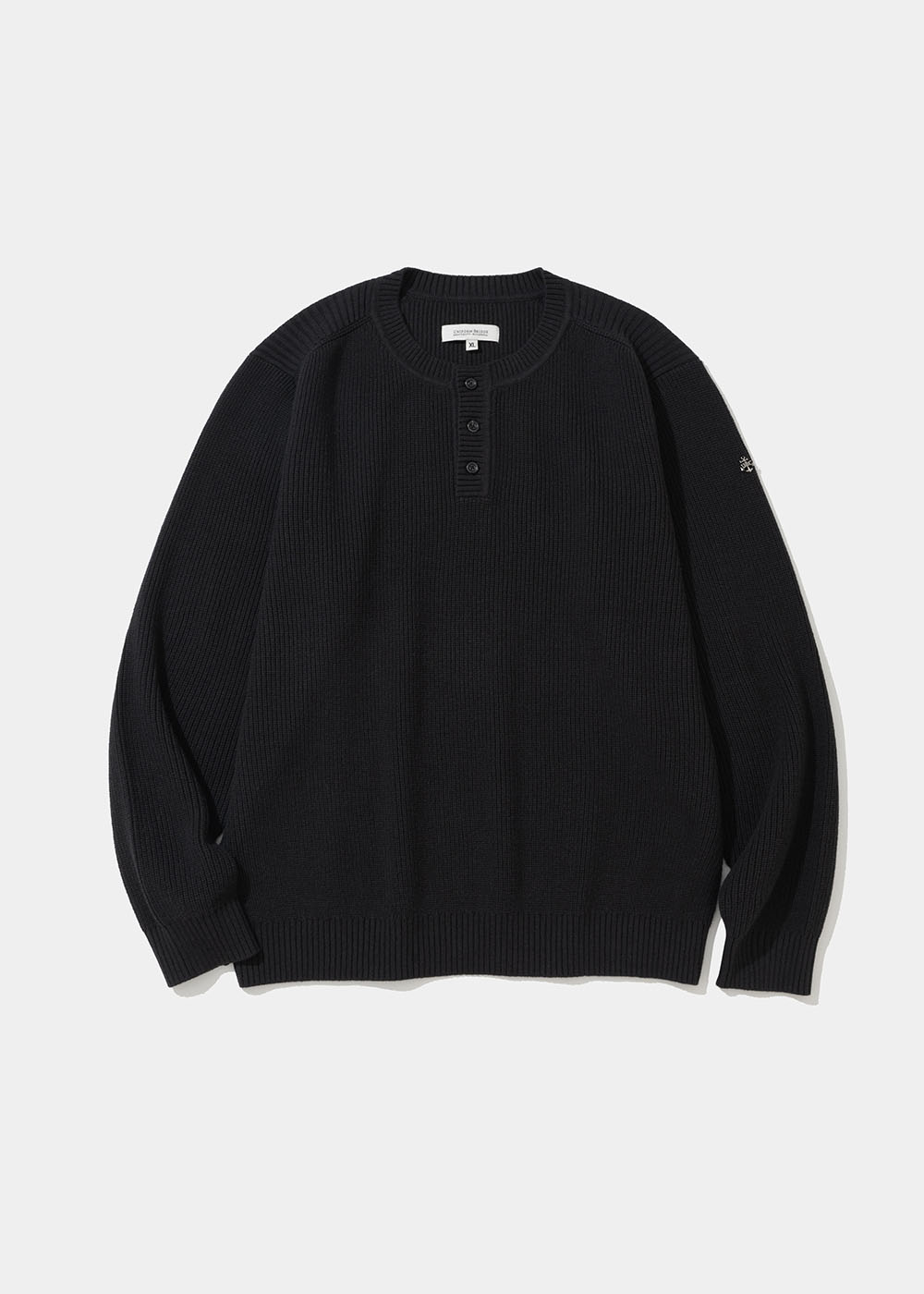 henley neck knit black