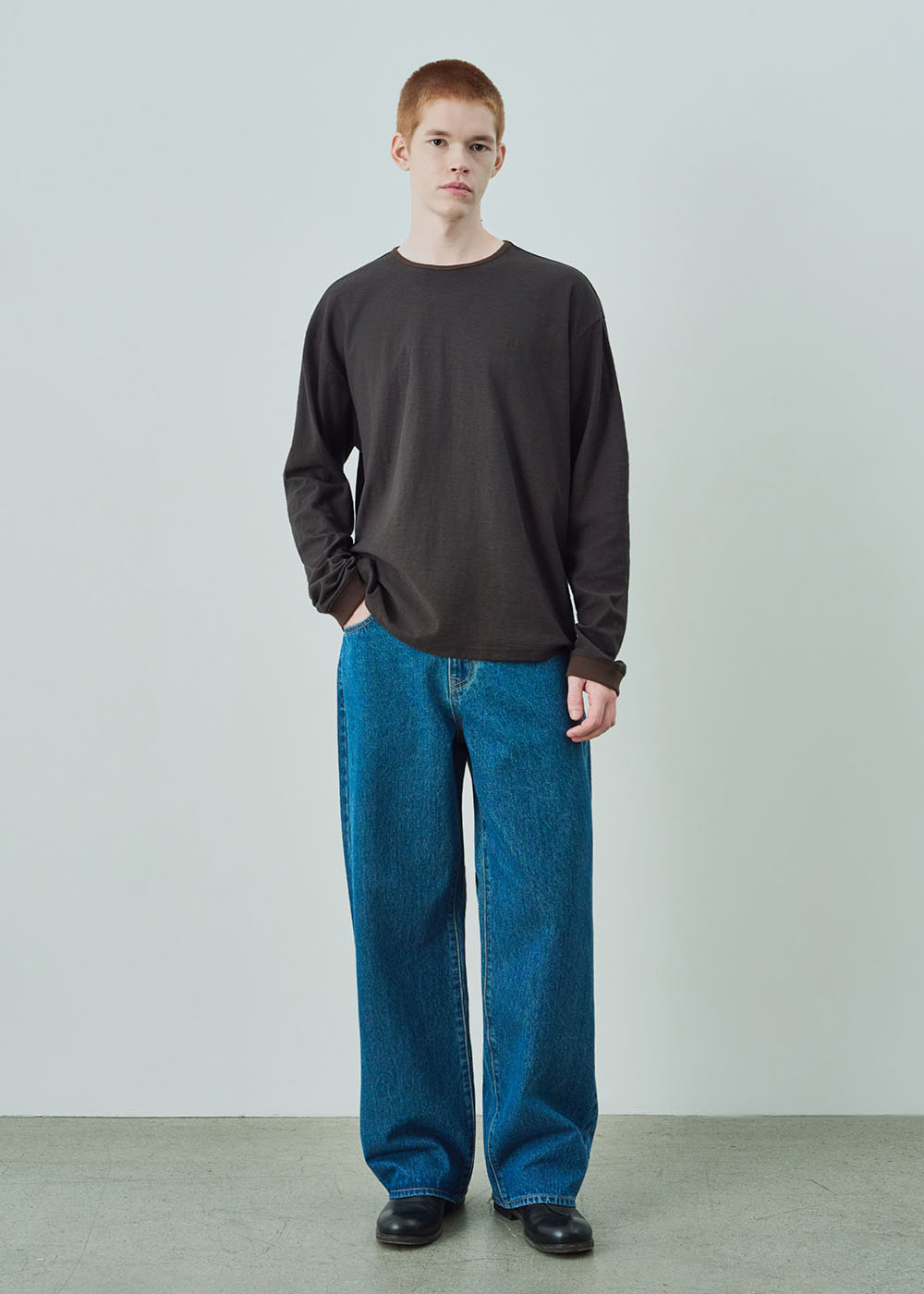 001 wide denim pants 12oz indigo blue