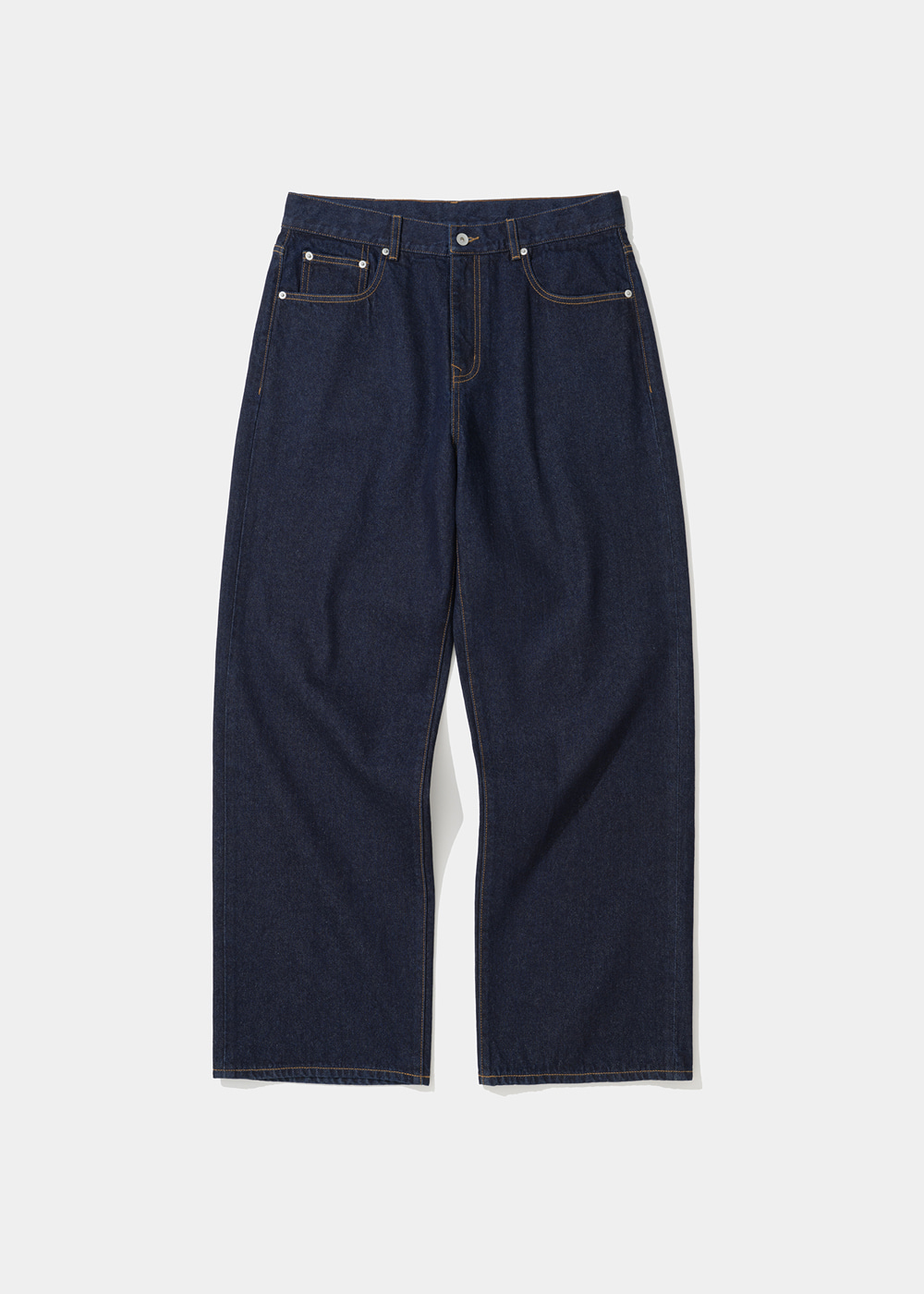 001 wide denim pants 12oz one washed