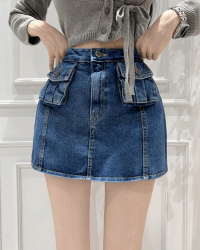 [Dark Denim] Jenny&#039;s pocket skirt pants