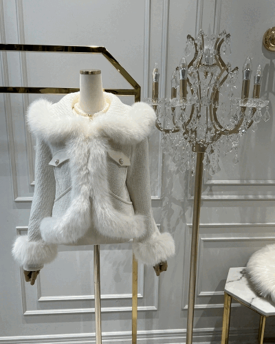 [High quality/Pearl tweed] LUANA Tweed Fur Jacket