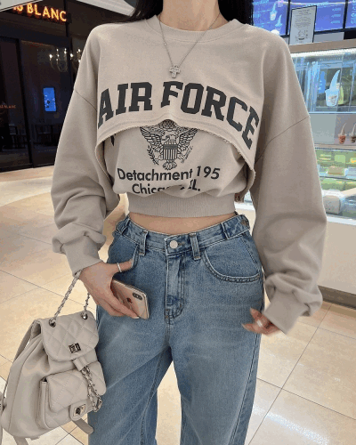 [Sleeveless + Sweatshirt] Force Crop Double Sweatshirt SET - [3 colors]
