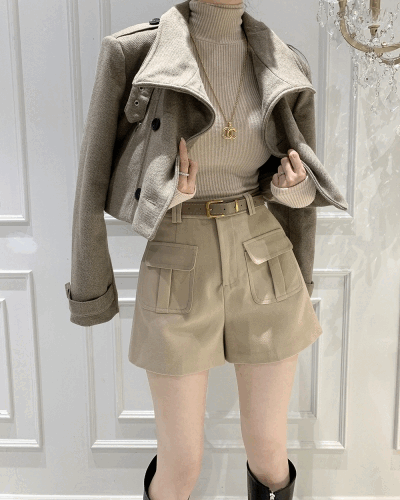 Wool high-neck cropped trench jacket - [2 colors]