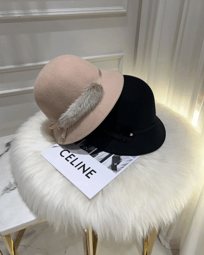 [Real Mink Fur] Mink Fur Cloche Hat - [2 colors]