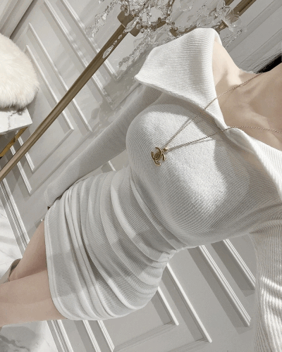 [厚实/暖和的材质] 领子 连衣裙 - [3color]
