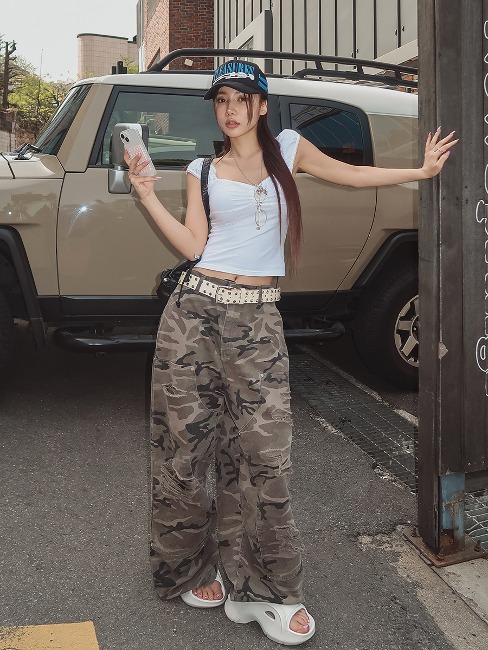double sided military wide pants
