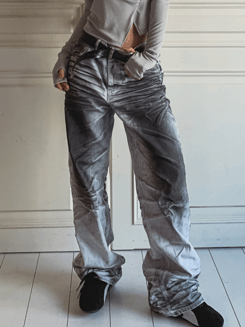 Dirty embo wide pants