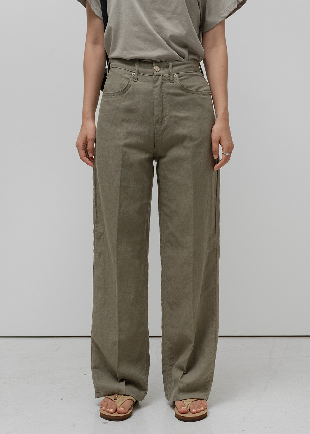 [WASHINGROOM] Khaki linen pants (M,L)