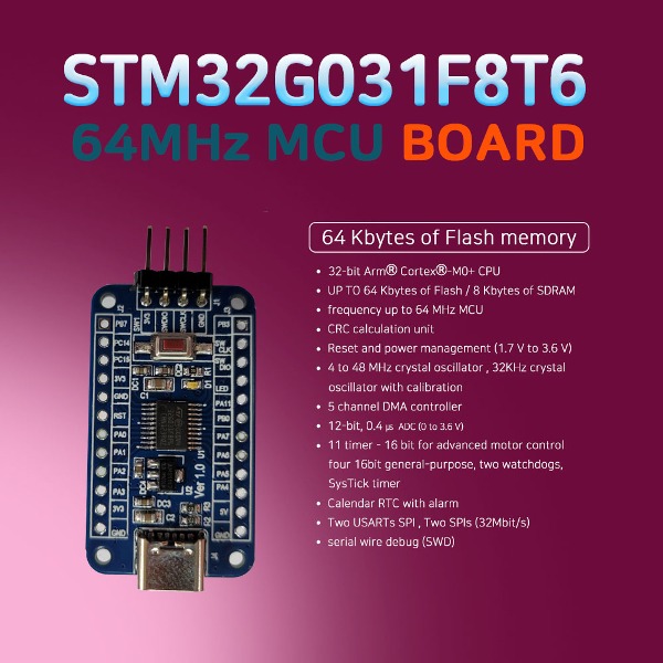 STM32 64MHz MCU STM32G031F8T6 32bit ARM Cortex M0+ STM32cubeIDE