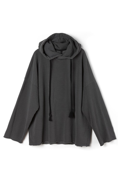 [F/W] Oversized Raw Edge Hoodie [Charcoal]