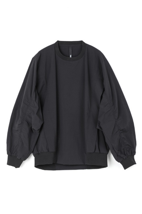 [S/S] Shirring Sleeve Raglan T-shirt [BLACK]
