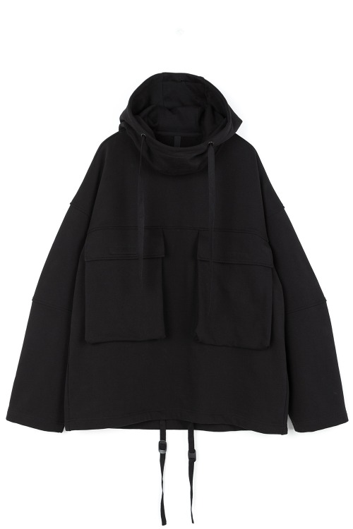 [F/W] Hooded Big Cargo Pocket Pullover [BLACK]