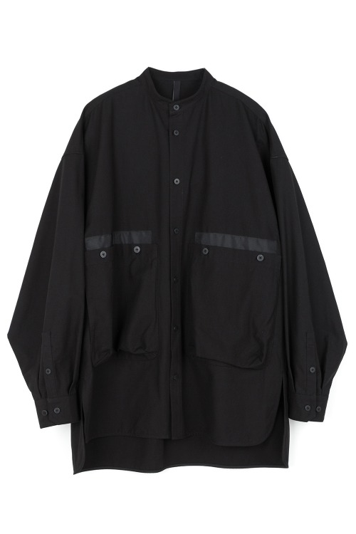 [F/W] Two-way Big Pocket China Collar Shirt [BLACK]