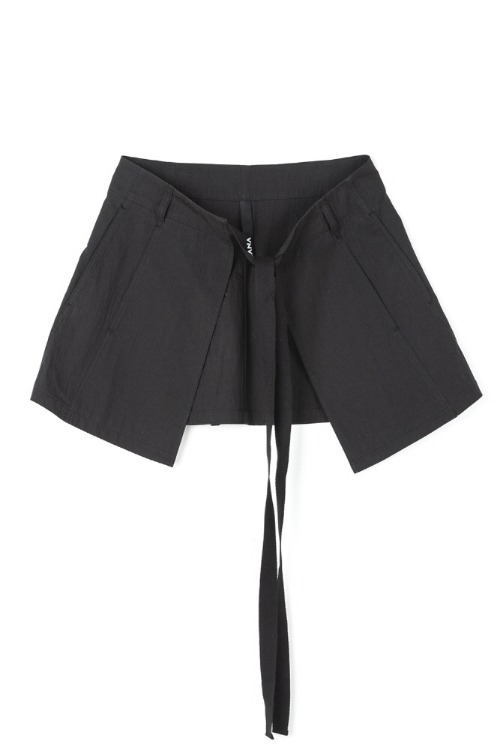 [S/S] Double Pocket Wrap Skirt [BLACK]